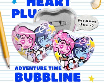ABENTEUERZEIT: Bubline Bubblegum Marceline | 5.7 cm 2.24" Metall Herz Anstecker Plüsch Pin | Fan Merch Nettes Geschenk AWL Schiff Paar Cartoon