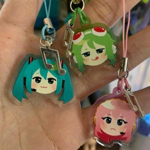 Vocaloid: Hatsune Miku, Megurine Luka, and Gumi Megpoid | Acrylic Phone Charm | Anime Fan Gift
