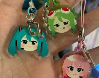 Vocaloid: Hatsune Miku, Megurine Luka, and Gumi Megpoid | Acrylic Phone Charm | Anime Fan Gift