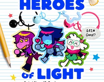 DELTARUNE: Heroes of Light Kris Ralsei Susie | 6-7cm 2,3”-2,7” Acrylic Charm | Fan Merch Video Game Cute Gift Retro RPG Indie