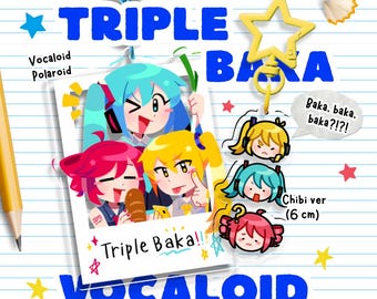 VOCALOID: Triple Baka, Hatsune Miku, Kasane Teto, Akita Neru | 6 cm 2.36" Acryl Schlüsselanhänger | Polaroid Fan Merch Geschenk Anime Kawaii