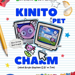 KINITOPET: Kinito länkad berlock (ej shaker) | Dubbel akrylnyckelring | Fanmerchandise Indie Skräck Videospel Retro PC Söt present