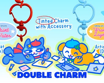 ARTISTS FRIENDS: Digi Dog Palette Cat Wrong Layer Paint Water | Acrylic Double Charm | Original Merch Cute Gift Art Student Relatable Funny