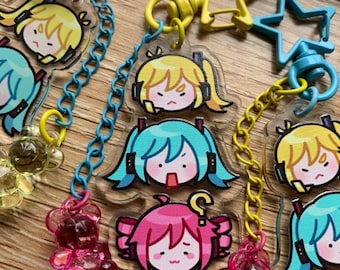 Vocaloid: Triple Baka | Acrylic Keychain with Charms | Animated Fan Gift
