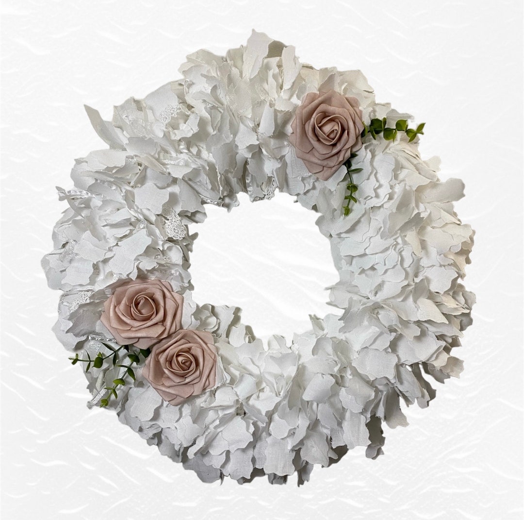 Fabric Wreath Shabby Chic Rag Wreath White Rag Wreath Spring Wreath
