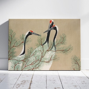 Cranes from Momoyogusa - Kamisaka Sekka - Framed Canvas Wall Art Print