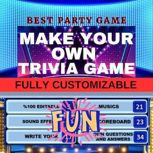 Editable Family Quiz Game | Ultimate Party Trivia Game | Interactive Game Night | Perfect for Adults - Kids | Customizable Game | Party Quiz