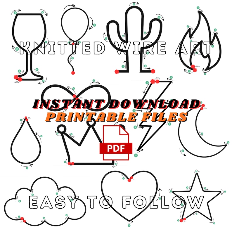 Wire Pattern File Knitted Wire Art Templates Bundle | 12 Wire Art Patterns | Tricotin ...