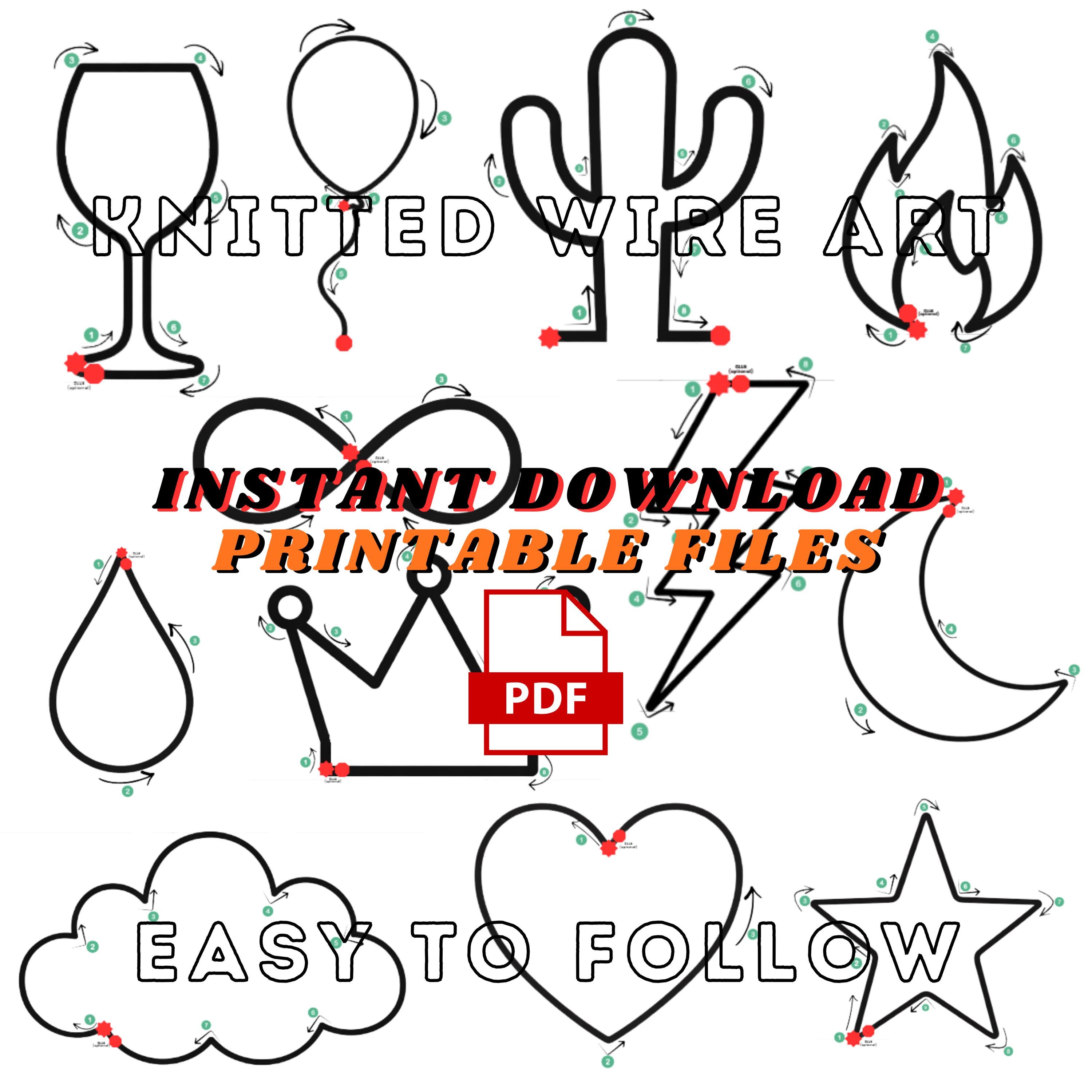 Wire Task Patterns Knitted Wire Art Templates Bundle | 12 Wire Art Patterns | Tricotin ...