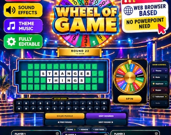 Editable Wheel Game | Ultimate Wheel Game | Interactive Game Night | Perfect for Adults - Kids | Customizable Game | Party Night