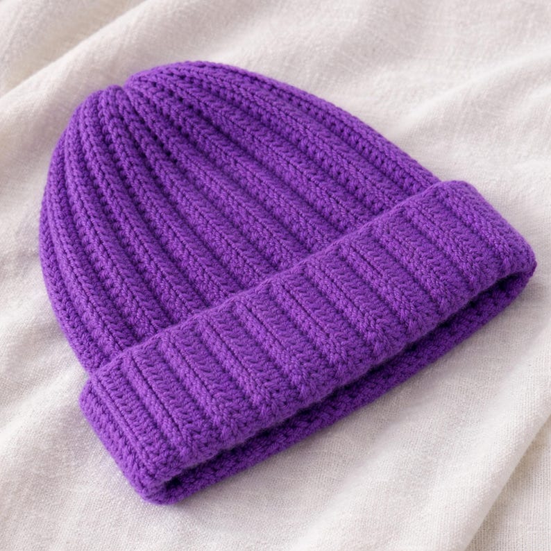 Easy Crochet Ribbed Beanie Pattern PDF & Video Tutorial | Crochet Hat ...