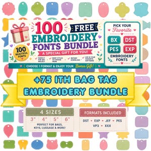 ITH Bag Tag Shapes Applique Bundle | In The Hoop Luggage Tag Embroidery Designs | 4 Sizes