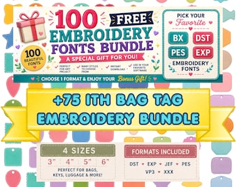 ITH Bag Tag Shapes Applique Bundle | In The Hoop Luggage Tag Embroidery Designs | 4 Sizes