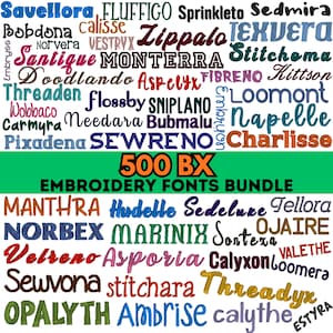 BX Embroidery Fonts Bundle | 500 Embroidery Machine Fonts | Embroidery Alphabet Bundle | Script & Monogram Letters | 500 fonts in 3 sizes