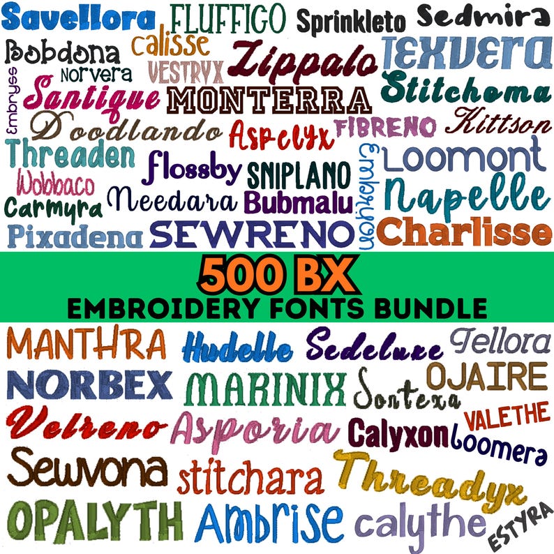 BX Embroidery Fonts Bundle | 500 Embroidery Machine Fonts | Embroidery ...