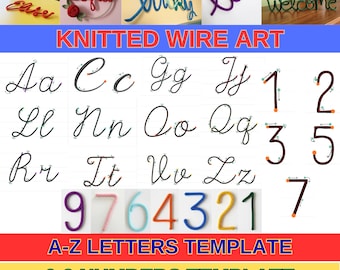 Knitted Wire Art Alphabet & Numbers Template | Wire Bending Guide with Arrows | Printable Letters - Numbers | Uppercase, Lowercase | 0–9 Set