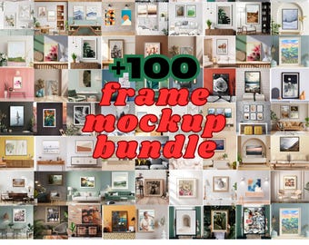 100+ Frame Mockup Bundle | Premium Frame Mockup | Frames Mockup Bundle | Wall Mockup Frame | Interior Mockups | Neutral Simple Mock Up
