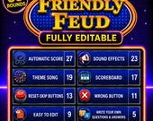Editable Friendly Feud Game | Ultimate Party Trivia Game | Interactive Game Night | Perfect for Adults - Kids | Customizable Game |