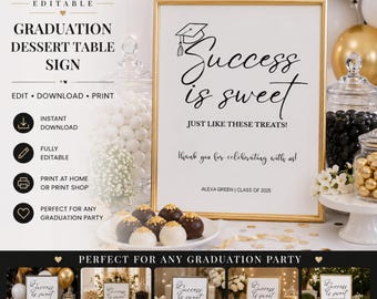 Graduation Dessert Table Sign | Graduation Party Decoration | Printable Graduation Treat Table Sign | Editable Graduation Candy Bar Sign