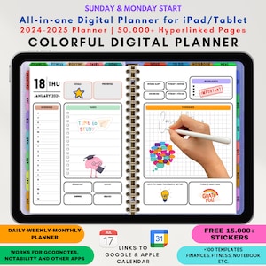 All-in-One Digital Planner 2024-2025 | Digital Planner | Digital Journal | Digital Goodnotes Template |Weekly-Daily Planner | Notability