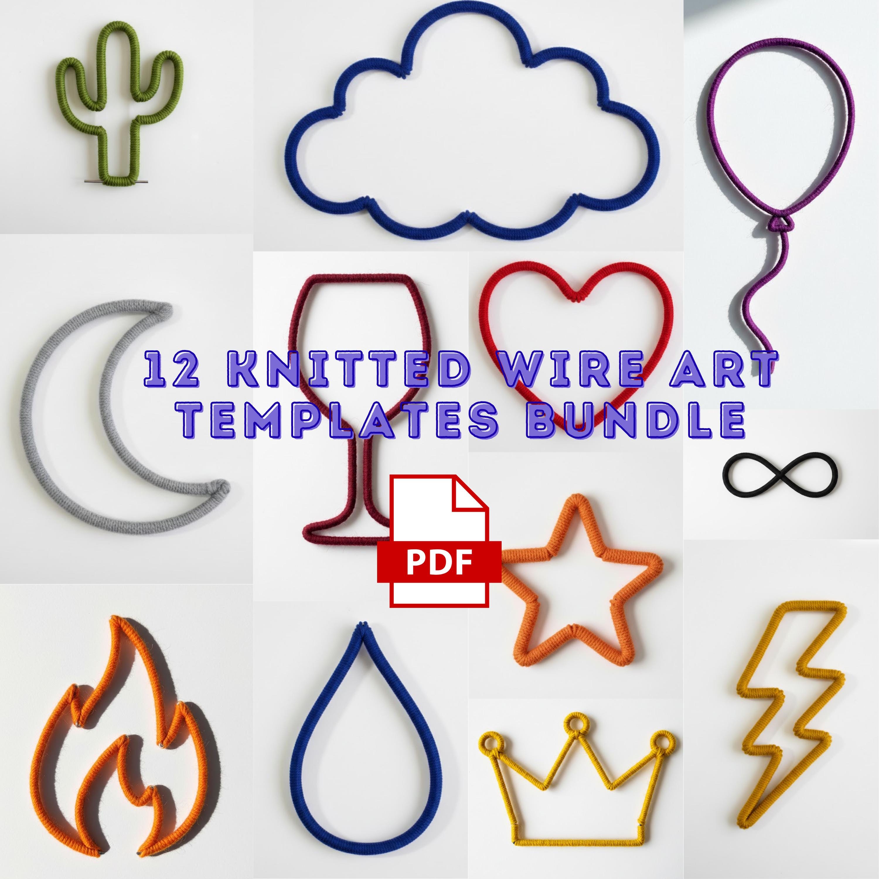 Wire Pattern File Knitted Wire Art Templates Bundle | 12 Wire Art Patterns | Tricotin ...