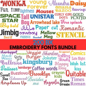 BX Embroidery Fonts Bundle | 200 Embroidery Machine Fonts | Embroidery Alphabet Bundle | Script & Monogram Letters | 200 fonts in 3 sizes