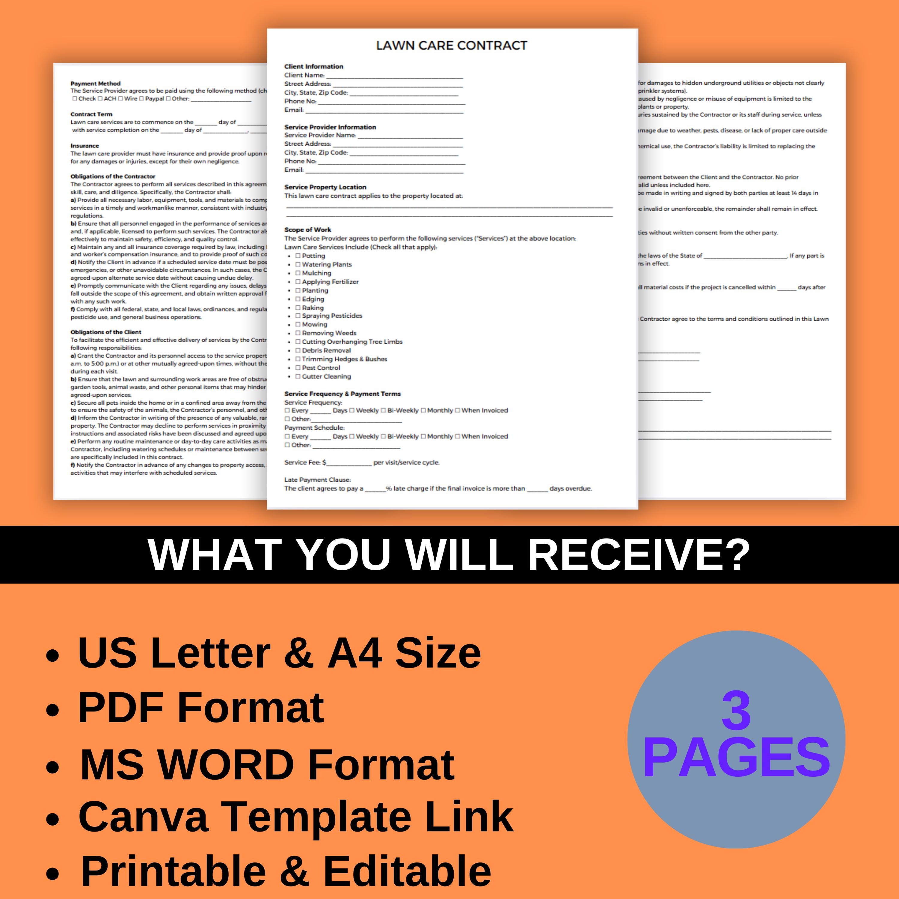 Landscaping Contract.pdf Lawn Care Agreement Template | Landscaping Contract PDF | Editable ...