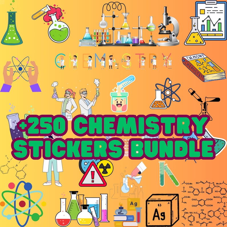 250+ Chemistry Digital Stickers for Goodnotes | Pre-cropped Chemistry ...