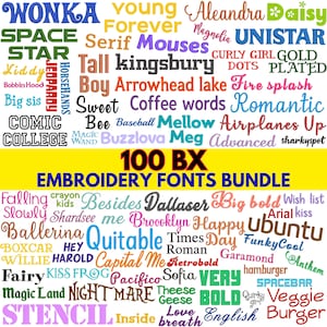 BX Embroidery Fonts Bundle | 100 Embroidery Machine Fonts | Embroidery Alphabet Bundle | Script & Monogram Letters | 100 fonts in 3 sizes