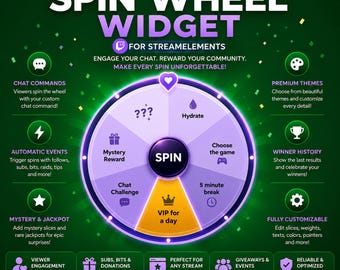 Twitch Spin Wheel Widget | StreamElements Spinning Wheel | Customizable Roulette Widget | Subathon Stream Game