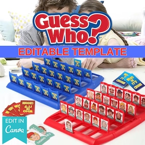 Juego Adivina Quién editable / Plantilla Adivina Quién personalizada / Plantilla Adivina Quién en blanco / Juegos de fiesta / Juego de mesa Adivina Quién / Paquete Adivina Quién Canva