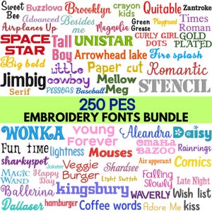 PES Embroidery Fonts Bundle | 250 Embroidery Machine Fonts | Embroidery Alphabet Bundle | Script & Monogram Letters | 250 fonts in 3 sizes