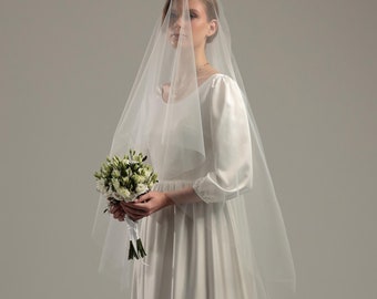 Two Tier Veil with Blusher, Two Tier Veil, Fingertip Veil, Chapel Veil with Blusher, Cathedral Veil, Cut Edge Veil, Two Tier Wedding Veil