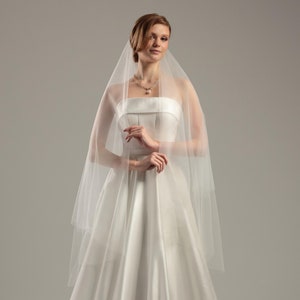 Cathedral length veil with blusher, Two layer chapel length veil, Ivory bridal veil, Long white veil, Fingertip length veil