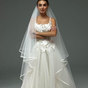 Satin-edged veil | Two-tier satin edge veil | Satin trim veil