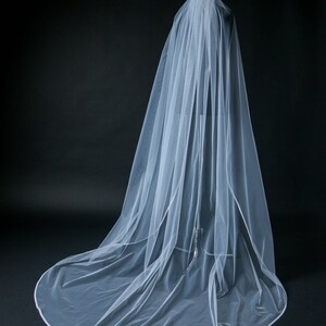 Velo de cinta de satén de una sola capa / Velo de novia con borde de satén de una sola capa / Velo elegante con ribete de cinta de satén