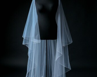 Soft Two-Tier Pencil Edge Veil | Double Layer Pencil Edge Veil | Two-Tier Soft Edge Bridal Veil