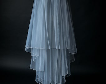 Two-Tier Pencil Edge Veil | Bridal Veil with Double Layers and Pencil Edge | Elegant Wedding Veil with Fine Pencil Trim