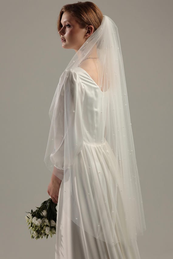 Pearl Edge Ombre Wedding Veil Wedding Veil Chapel Bridal 