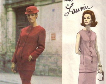 Vogue 1446 Paris Original Lanvin Two Piece dress 1965 Mod Fashion Size 14 Bust 34" UNCUT Sewing Pattern