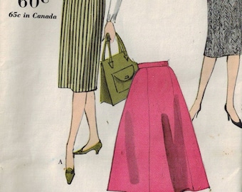 Vogue 9814 Flared and Straight Skirt Sewing Pattern Vintage Vogue 1950s Fashion UNCUT Waist 26" Hips 36"