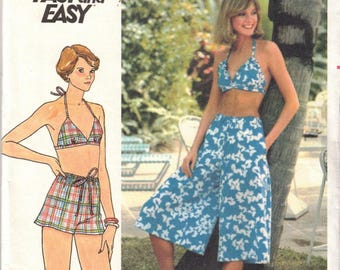 Butterick 5497 Size 10: Bust 32.5" Bra Top, Culottes, and Shorts Fast and Easy