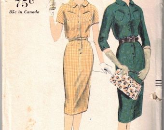 Vogue 9845 1959 One Piece Dress Sewing Pattern Size 14 (Bust 34", Hips 36")