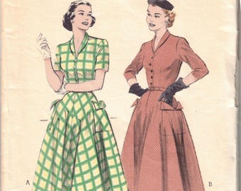 Patrón de costura para vestido de día de los años 50 Butterick 6254 Busto 34"