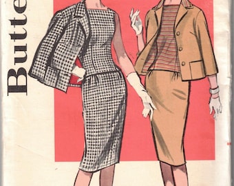 1960s Butterick 9546 Sewing Pattern: Size 14 Slim Skirt, Overblouse, Jacket (UNCUT)