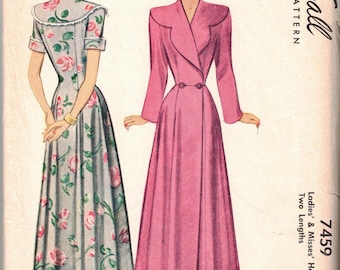 Patrón de costura para bata de casa/bata de los años 40 McCall 7459 Busto 32"