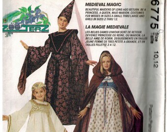 McCall's 6775 Girls Size 10, 12 Chest  28 - 30" Zooterz Medieval Magic Sewing Pattern Uncut