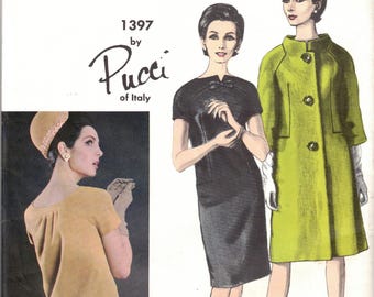 Patrón de costura para abrigo y vestido Pucci Vogue 1397 A Busto 32" Patrón real NO PDF