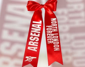 personalised Arsenal hair bows / sports bows / Arsenal women’s bows/ Arsenal men’s bow / custom bows / XL bows / handmade bows