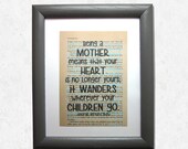 Mother print on a book page, Being a mother means that your heart is not longer yours